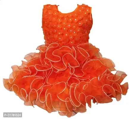 Stylish Orange Net Dress For Girls