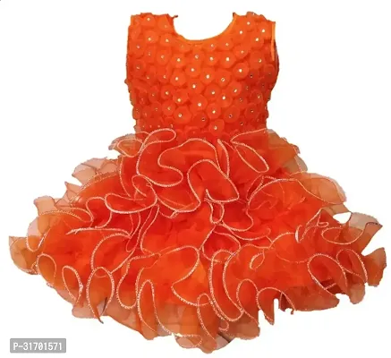 Stylish Orange Net Dress For Girls