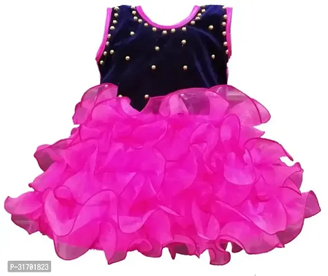 Stylish Pink Net Dress For Girls-thumb0