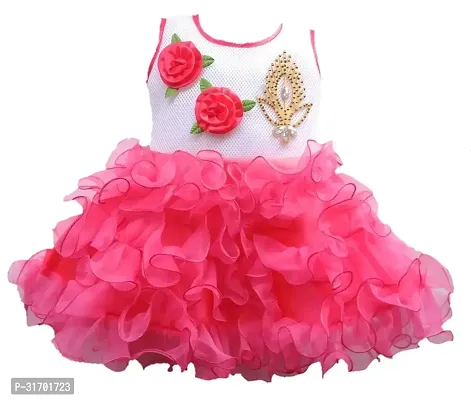 Stylish Pink Cotton Dress For Girls-thumb0