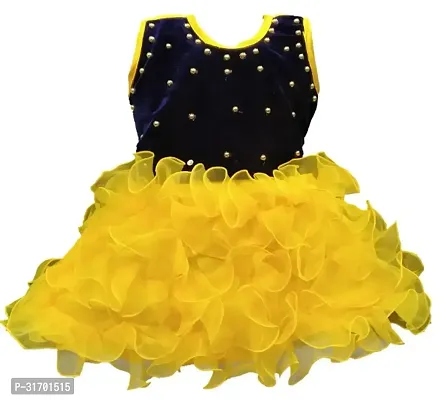 Stylish Yellow Net Dress For Girls-thumb0