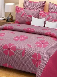 Pink Polycotton Floral Printed Bedsheet With 2 Pillow Covers-thumb1