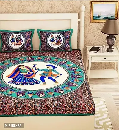 Beautiful Jaipuri Cotton Double Bedsheet with 2 Pillow Covers.-thumb3
