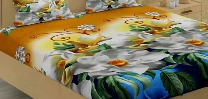 Comfortable Trendy Microfiber Abstract Double Bedsheet with Two Pillow Covers-thumb1