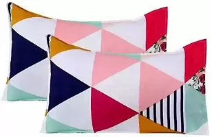 Multi color Block printed Glace Cotton Double Bedsheet With 2 Pillow Covers-thumb2