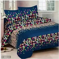 PRINTED 100% Polycotton 1 Double Bed bedsheet with 2 Pillow Covers-thumb1