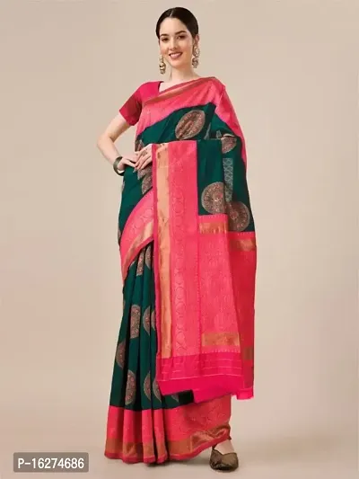 Rani  Green color contrast Silk saree With Heavy pallu design