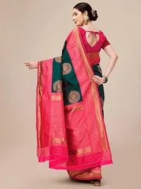 Rani  Green color contrast Silk saree With Heavy pallu design-thumb2