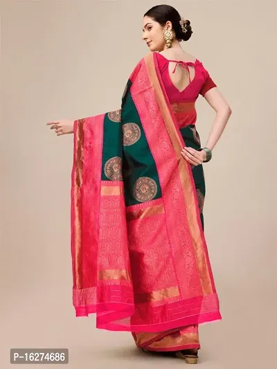 Rani  Green color contrast Silk saree With Heavy pallu design-thumb3