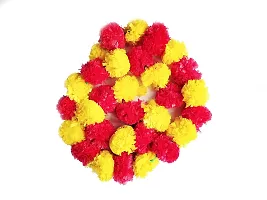 HomeShop Ekart Artificial Marigold Fluffy Flowers Garlands for Decoration (Pack of 5) - 5 Feet Long (Yellow/Red)-thumb4