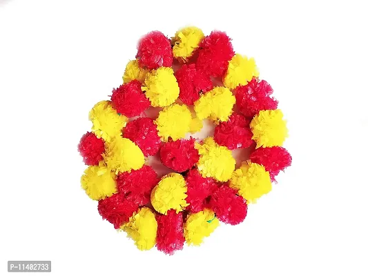 HomeShop Ekart Artificial Marigold Fluffy Flowers Garlands for Decoration (Pack of 5) - 5 Feet Long (Yellow/Red)-thumb5