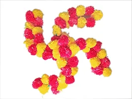 HomeShop Ekart Artificial Marigold Fluffy Flowers Garlands for Decoration (Pack of 5) - 5 Feet Long (Yellow/Red)-thumb3