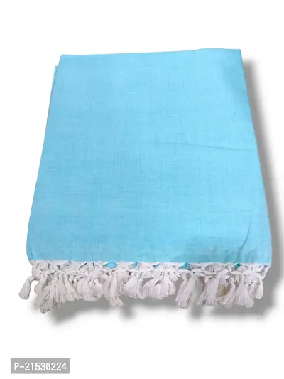Comfortable Blue Cotton Blend Double Blankets-thumb0