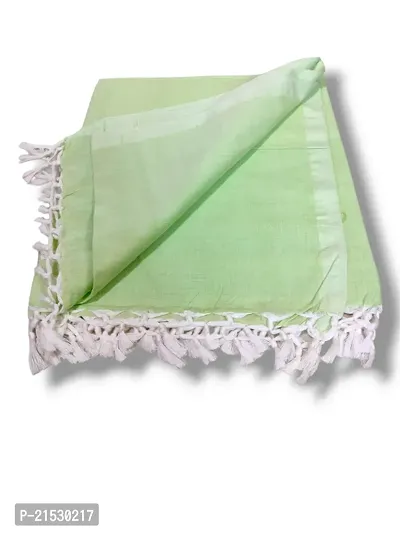 Comfortable Green Cotton Blend Double Blankets-thumb0