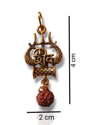 Shiv ji Mahakal Damru Trishul Locket for men,Women,Unisex,boys and kids. Gold-platednbsp;Alloynbsp;Locket