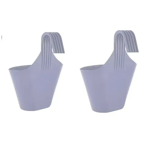 Stylish Blue Leafy Tales Plastic Hook Hanging Pot Pack Of 2