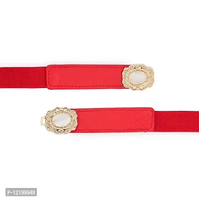 RAI SAHAB Womens Red PU Leather Elastic Waist Belt16-thumb3