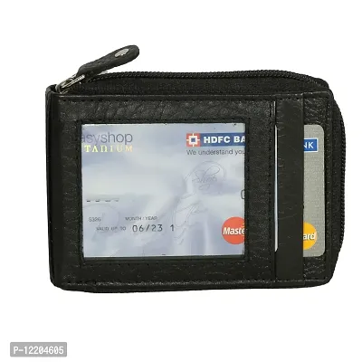 STYLE SHOES?Black Leather Credit/Debit Card Holder Money Wallet Zipper Purse for Men & Women(3007)-thumb4