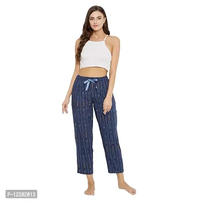 Style Shoes Women's Cotton Printed Pyjamas/Lower/Track Pant, Lounge Wear, Soft Cotton Night Wear Pajama Pant(Prints May Vary) Color- Blue, Size M