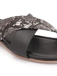 Women's Black Fashion Flat Sandal, Comfortable & Stylish-thumb1