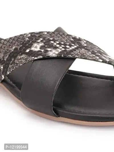 Women's Black Fashion Flat Sandal, Comfortable & Stylish-thumb2