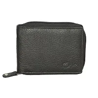 STYLE SHOES?Black Leather Credit/Debit Card Holder Money Wallet Zipper Purse for Men & Women(3007)-thumb4