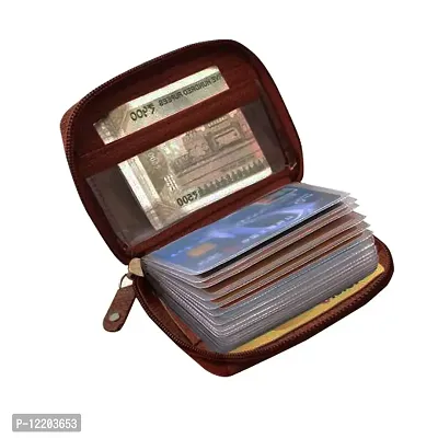 STYLE SHOES Genuine Leather Brown Card Holder||Debit/Credit /ATM Card Holder for Men and Women 15 Card Holder-thumb2