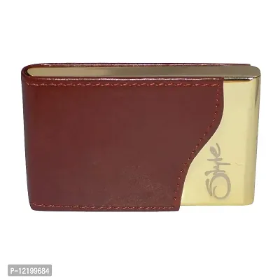 STYLE SHOES Brown Metal RFID Blocking Credit Card Holder