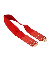 STYLE SHOES Red Elastic Fabric Waist Belt for Women Dresses Round Shaped Design Stretchy Ladies Belt for Saree Girls Jeans - Free Size?(LBE8026IC16)-thumb4