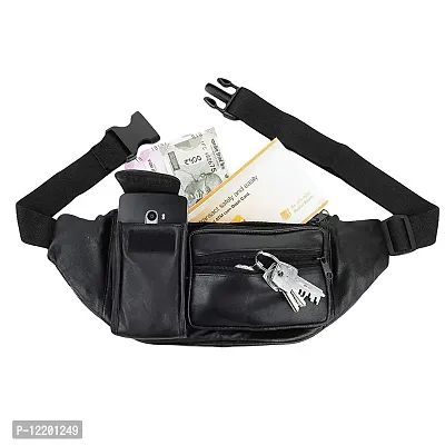 Style Shoes Black Smart and Stylish Leather Waist Pouch-thumb3