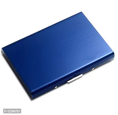 STYLE SHOES 6 Slots Steel RFID Blocking Metal Credit Card Holder Wallet for Men & Women (9.5cm x 6.7cm x 1.5cm ,Blue)-thumb0