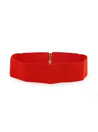 RAI SAHAB Womens Red PU Leather Elastic Waist Belt7-thumb1