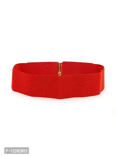 RAI SAHAB Womens Red PU Leather Elastic Waist Belt7-thumb2