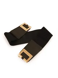 Womens Black PU Leather Elastic Waist Belt-thumb3