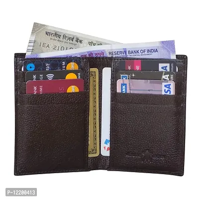 STYLE SHOES Brown Genuine Leather 6 Card Slots Card Holder Wallet for Men & Women-thumb2