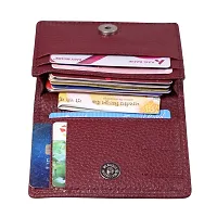 STYLE SHOES Maroon Genuine Leather 10-15 Card Slots Card Holder Wallet for Men & Women-thumb3