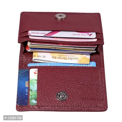 STYLE SHOES Maroon Genuine Leather 10-15 Card Slots Card Holder Wallet for Men & Women-thumb4