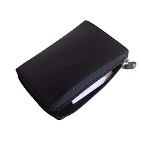 Style98 Shoes Genuine Leather Zipper Credit Card Holder Wallet for Men & Women (Black) -3292IA-thumb4