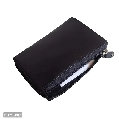 Style98 Shoes Genuine Leather Zipper Credit Card Holder Wallet for Men & Women (Black) -3292IA-thumb5