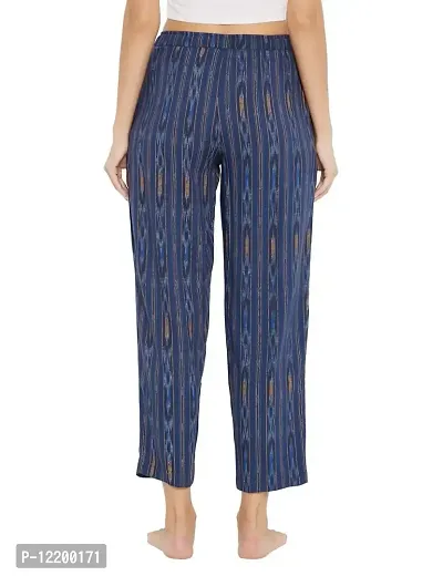 RAI SAHAB Blue Ikkat Cotton Printed Night Pyjamas for Women-thumb4