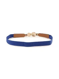 Womens Blue PU Leather Elastic Waist Belt-thumb1