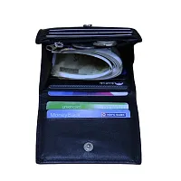 STYLE SHOES Black Genuine Leather 8 Card Slots Card Holder Wallet for Men & Women-thumb1