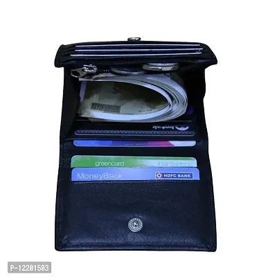 STYLE SHOES Black Genuine Leather 8 Card Slots Card Holder Wallet for Men & Women-thumb2