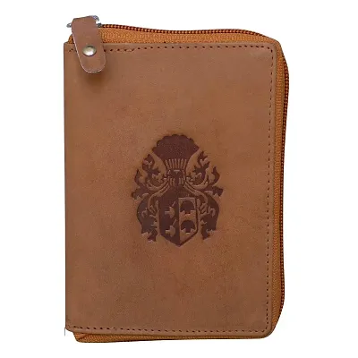 Style98 Shoes Genuine Leather Zipper Credit Card Holder Wallet for Men & Women (Khaki) -3292HJ