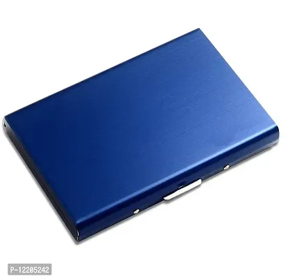STYLE SHOES 6 Slots Steel RFID Blocking Metal Credit Card Holder Wallet for Men & Boys (9.5cm x 6.7cm x 1.5cm ,Blue)