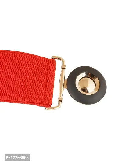 STYLE SHOES Red Women Wide Elastic Belt For Dress Ladies Stretchy Belt Interlocking Buckle(8019IC)-thumb4