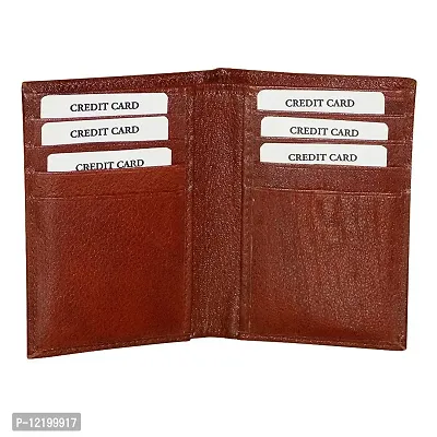 STYLE SHOES Brown Genuine Leather 6 Card Slots Card Holder Wallet for Men & Women-thumb3