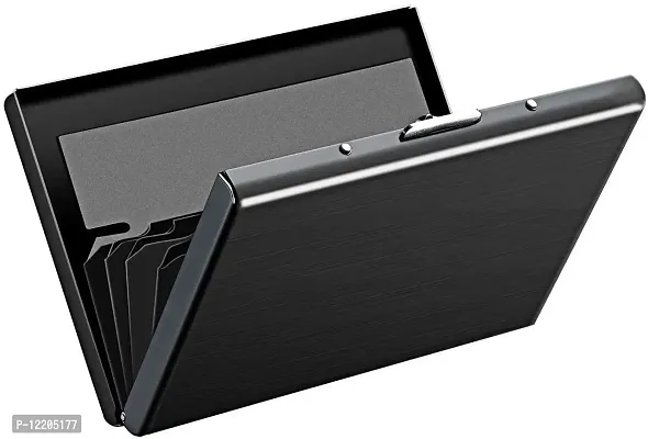 STYLE SHOES 6 Slots Steel RFID Blocking Metal Credit Card Holder Wallet for Men & Boys (9.5cm x 6.7cm x 1.5cm ,Black)-thumb0