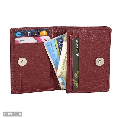 STYLE SHOES Maroon Genuine Leather 10-15 Card Slots Card Holder Wallet for Men & Women-thumb2