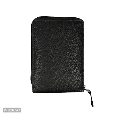 STYLE SHOES?Black Leather Credit/Debit Card Holder Money Wallet Zipper Purse for Men & Women